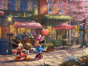 Mickey y Minnie Sweetheart Café Thomas Kinkade Pinturas al óleo